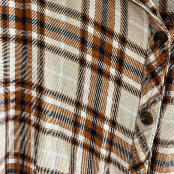 Terra & Sky Brown Plaid Women's Plus Size Button Woven Top 2X - Picture 9 of 10